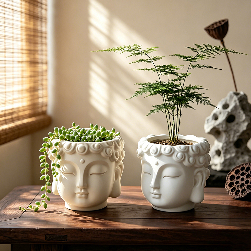 Buddha Head Shaped Resin Plant - Echeveria Succulent ulasan dan harga