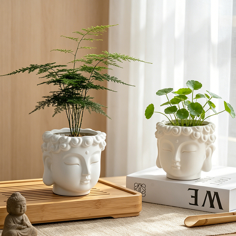 Buddha Head Shaped Resin Plant - Echeveria Succulent ulasan dan harga