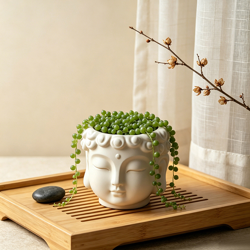 Buddha Head Shaped Resin Plant - Echeveria Succulent ulasan dan harga