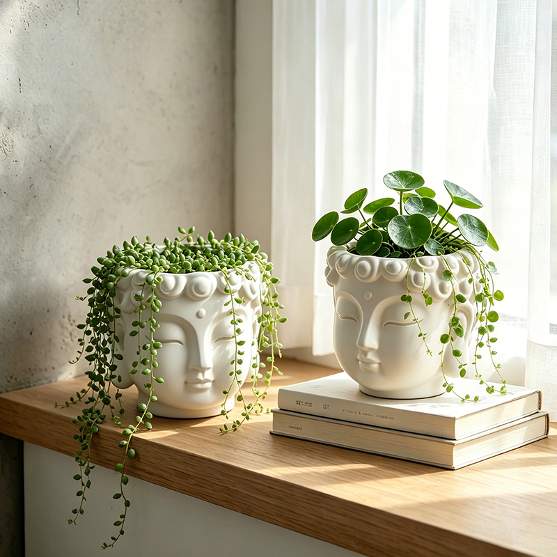 Buddha Head Shaped Resin Plant - Echeveria Succulent ulasan dan harga